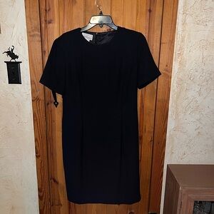 Worthington Black Sheath Mini Dress Crew Neck Short Sleeve